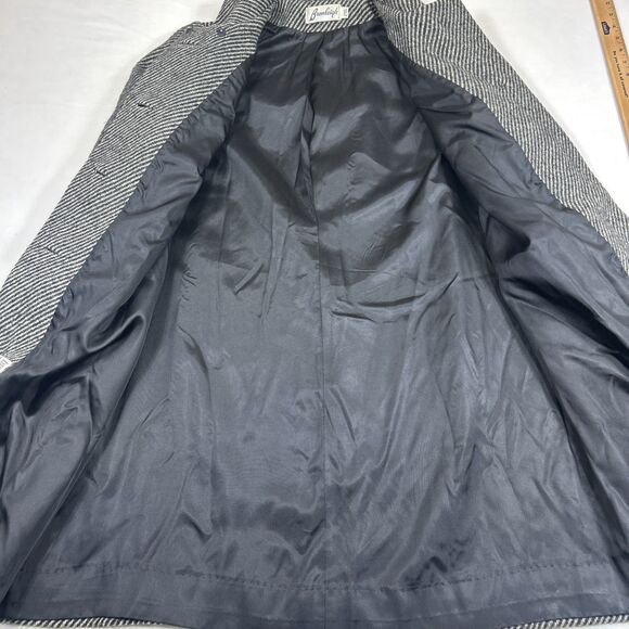 Vintage Bromleigh Coat ILGWU Union Made Gray Stripe Scarf Pure Wool Small/Medium - Picture 12 of 16